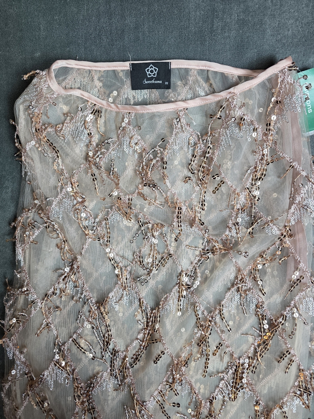 🧚♀️Sweetkama Blush Pink Sequin Embellished Midi Skirt | Fairycore | XS NWT - Picture 8 of 10